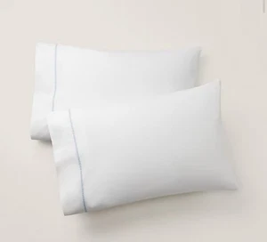 Paquete de 2 fundas de almohada Ralph Lauren de algodón orgánico percal Palmer KING azul cielo - Imagen 1 de 5