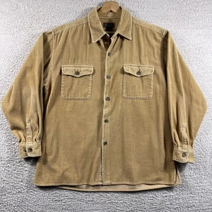 Vintage 90's Corduroy Shacket Mens Medium Beige Wide Wale Button Up Grunge Y2K - Picture 1 of 10