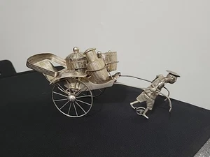 Antiker Wang Hing & Co Chinesischer Export 0,900 Silber Rikscha Wagen Miniatur 195g - Bild 1 von 24