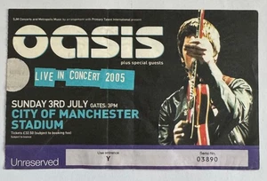 OASIS CONCERT USED TICKET STUB CITY OF MANCHESTER STADIUM SUNDAY 3RD JULY 2005 - Bild 1 von 2