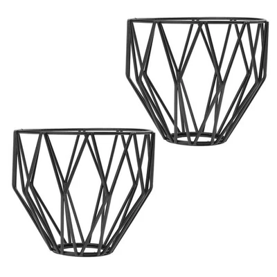 2 Piezas Metal Negro Pantalla Jaula Bombilla Decorativa Lámpara Colgante Pantalla @4 Foto 1 de 4