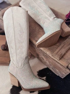 Botas para mujer Very G estilo occidental con estrás grises - Imagen 1 de 7