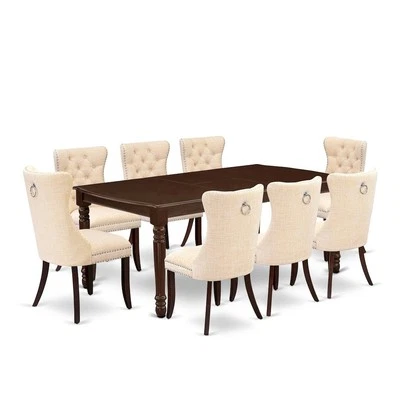 9 Piece Dining Table Set Contains a Rectangle Kitchen Table with Butterfly Leaf - Image 1 of 4