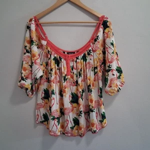 Blusa top rayon spalle fredde Nicole by Nicole Miller fenicottero taglia small - Foto 1 di 8