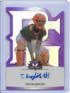 2014 Leaf Valiant Perfect Game Tristin English Purple Prismatic Auto /10 INDIANS