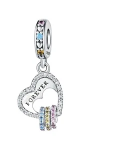 Bracelet breloque pendentif Forever Hearts en argent sterling 925 pour femmes cadeau d'anniversaire - Photo 1/1