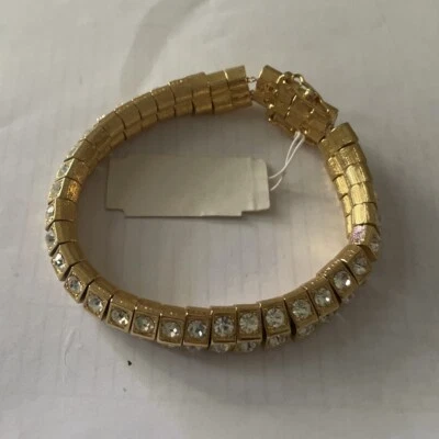 Kenneth Jay Lane KJL 金色宝石水钻手链 9236 — 第 1/4 张图片