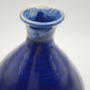 Blau glasierte Knospenvase Krug weißer Rand Studiokeramik evtl. Arita Yaki Saki Jar - Bild 1 von 8