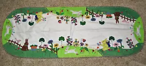 42" Handmade Wool Flannel Beaded Flowers White RABBIT Bunny EASTER Table Runner - Picture 1 of 15