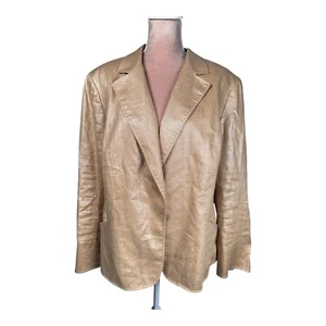 Chaqueta Blazer Lafayette 148 Lino Talla 18 Bolsillos Metálicos Tostados Metálicos Carrera - Imagen 1 de 18