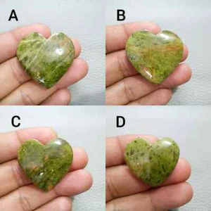 AA+ Unakite Jasper Puffy Cabochon Heart Shape Loose Gemstone Jewelry For Making - Picture 1 of 13