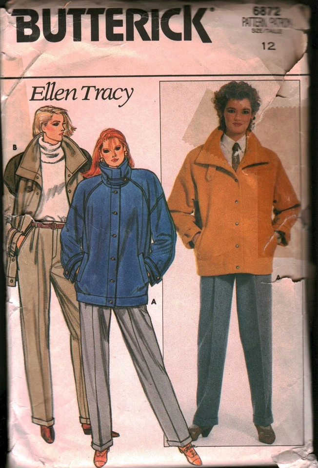 6872 Vintage Butterick SEWING Pattern Misses 1980s Jacket Pants Ellen Tracy 12 - Image 1 of 2