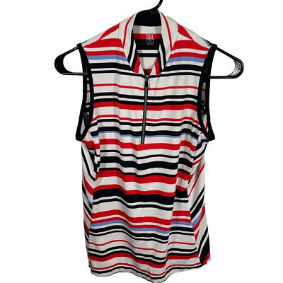 Tail Active Sleeveless Polo Shirt Womens Small  1/4 Zip Stripe Tennis Golf - Image 1 of 4