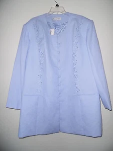 Karen Stuart coat Light Blue with embroidery & Embellished Sz 34 - Picture 1 of 3