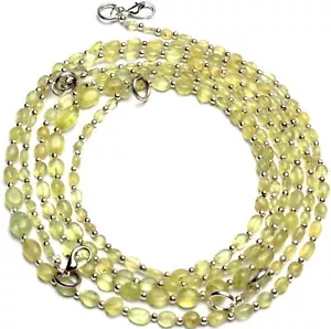Natural Gem Green Chrysoberyl Cats Eye 5x3 to 9x6mm Oval Beads Necklace 18" - Picture 1 of 6