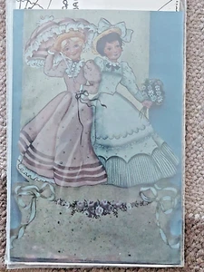 DELANE 2 VICTORIAN Gals DAISY UMBRELLA STROLL Stand PAINTING PATTERN 1984 20 - Picture 1 of 9