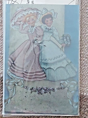 DELANE 2 VICTORIAN Gals DAISY UMBRELLA STROLL Stand PAINTING PATTERN 1984 20 - Image 1 of 4