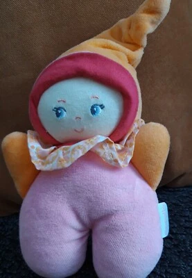 Pou/ Doudou Corolle Lutin Rose Orange Collerette 2011 Ttbe 20cm bonnet hochet  - Photo 1/4