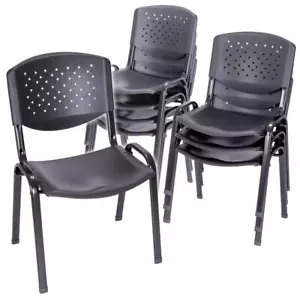 Besucherstuhl 8er Set Konferenzstuhl Bürostuhl Schwarz Kunststoff 48 x 54 x 79cm - Bild 1 von 6