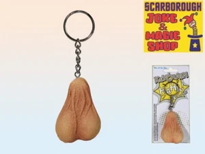 Testicle Keyring ~ Joke Novelty Pair of Balls Key Ring Naughty Funny Adult Gift - Picture 1 of 4