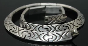 TAXCO MEXIKO GEÄTZTE GEMUSTERTE MODERNIST PANEL STERLINGSILBER HALSKETTE 17" - Bild 1 von 6