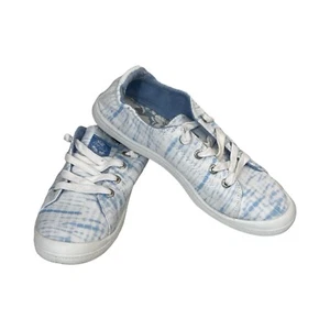 Roxy Womens Bayshore III Shoe White Blue Striped Comfy Sneakers Size 9 - Picture 1 of 11
