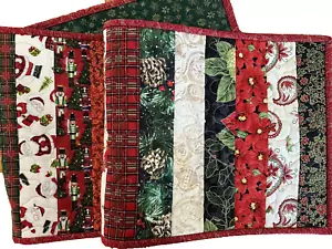 Handmade Quilted Christmas Table Runner - Holiday Centerpiece Mat Kitchen Dining - Picture 1 of 11