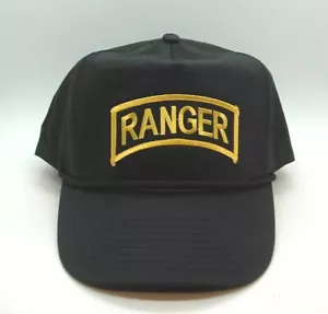 US Army Ranger High Crown Emblematic Black Military Trucker Style Ball Cap Hat. - Picture 1 of 3