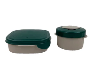 VTG Rubbermaid Lunch Break Set Vented Lid Bowl 1 Pt / Square Dish 1.6 Pt EUC - Picture 1 of 18