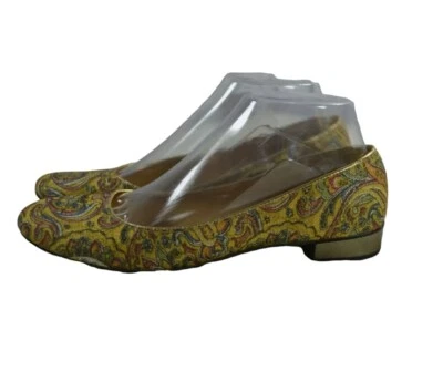 Zapatos planos de ballet cojo brocado estampado paisley metálico All Abouts años 60 vintage  Foto 1 de 4