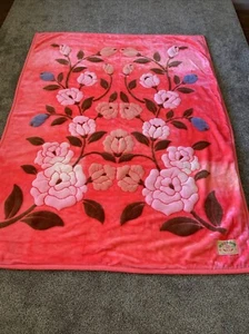 Korean Mink Soft Plush Fleece Organic Queen Blanket 2 Ply Reversible CORAL PINK - Picture 1 of 11