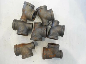Pack of 7 Reducing Tee 1 x 1/2" x 1"  FPT Threaded 150 Malleable Iron IBTGDG - Picture 1 of 1