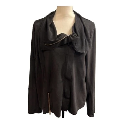 Chaqueta Umgee Moto 1XL Negra Imitación Gamuza Cremallera Asimétrica Suave Informal Motociclista Foto 1 de 4