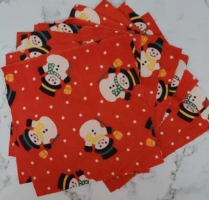 WEIHNACHTEN FLANELL QUADRATE 8 Zoll Schneemann rot 10 Stück unbenutzt - Bild 1 von 4