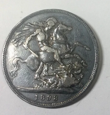 1898  LXII Victoria Old Head Silver Crown Decent Circulated   Grade Grey colour Cover