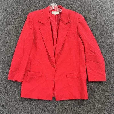 Blazer vintage Christian Dior para mujer 10 rojo lana un solo botón chaqueta años 80 Foto 1 de 4