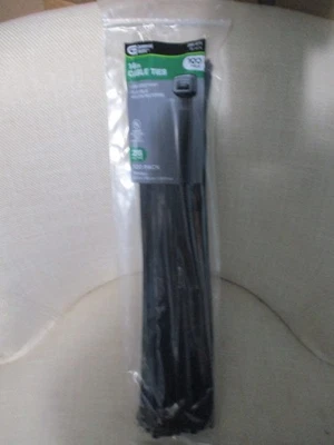 (100-Pk) Commercial Electric Cable Tie Black 50LB UV Resistant 14" 295 875 NEW - Изображение 1 из 4