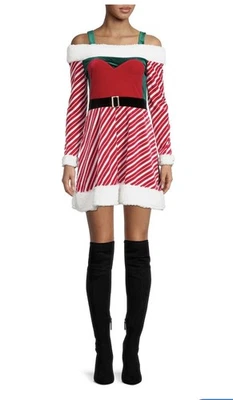 Без границ миссис Клаус конфеты трости платье XS искусственного меха бархата праздничный костюм - Изображение 1 из 4