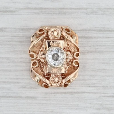 Dije de pulsera solitario de diamantes vintage ornamentado de 0,30 quilates de oro amarillo de 14 k Foto 1 de 4