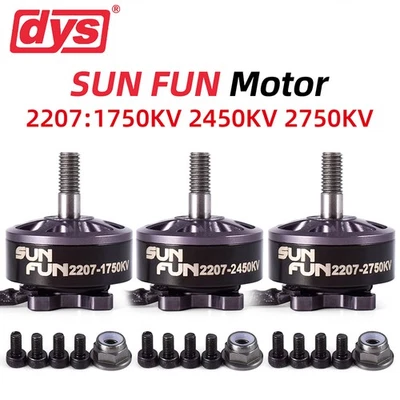 DYS SUN FUN 2207 1750KV 2450KV 2750KV CW Thread for RC FPV Drone Brushless Motor - Image 1 of 4
