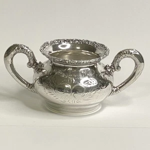 Van Bergh SP Co Rochester NY Quadruple Silver Plated Sugar Bowl 1898 Floral - Picture 1 of 6