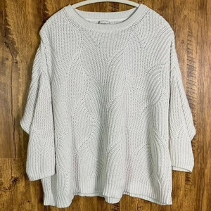 Poetry Wave Strickpullover in Ecru, 3/4 Arm, Gr. US 10, Baumwolle/Leinen - Bild 1 von 6