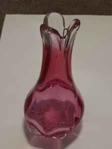 Jarrón de cristal de cristal con boca con forma floral de corte pesado años 60 - Imagen 1 de 20