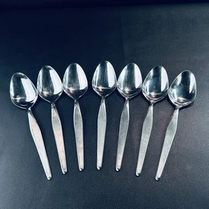 7 Noritake Linden 18/8 Satin Stainless Steel Soup Spoon Place Oval spoon 7 1/2" - Picture 1 of 5