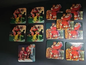 Coca Cola Christmas Coasters Santa Claus Cork Backing Set Of 12 Coke Assorted  - Picture 1 of 12