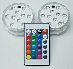 RoHS Submersible 16 Color LED Multi Color Puck Lights with remote - New Open Box - Picture 1 of 2