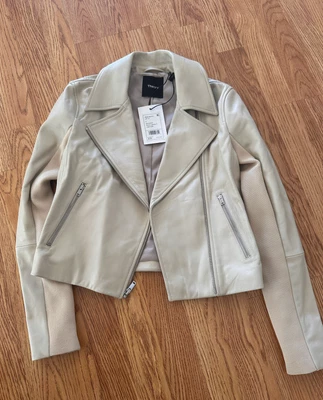 Chaqueta de arenisca de cuero granulado Theory para mujer (talla: pequeña)  Foto 1 de 2