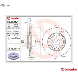 2x BRAKE DISC 09.E034.11 FOR MAZDA PY-VPS/PYZ4 2.5L SHY8/SHY6/SHY4/SHY1 2.2L 6 - Picture 1 of 10