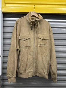 Vtg Sean John Faux Brown Tan Suede Bomber Jacket Men’s XL 90s Y2K - Picture 1 of 8