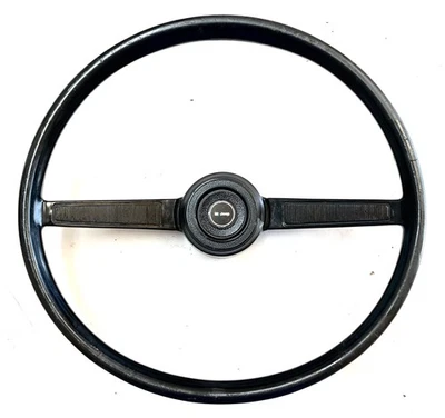 Jeep CJ steering wheel fits 76-86 CJ5 CJ7 CJ8 horn button Factory Black - Image 1 of 4